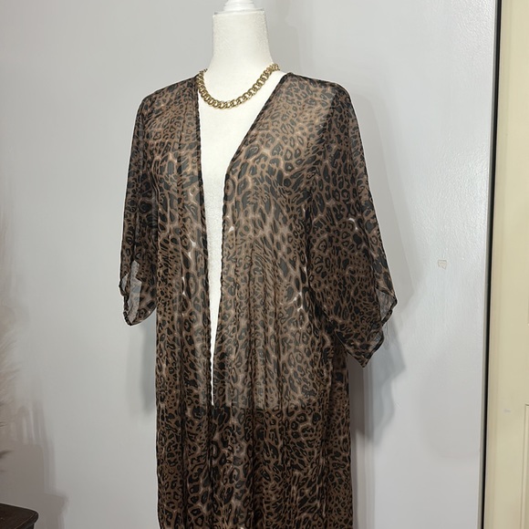 STEVE MADDEN LEOPARD LONG CARDIGAN BEACH COVER UP - Picture 2 of 6